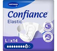 Confiance Elastic Complete Changes for Men and Women - Absorption Level = 9 Drops (Large Urinary Leakage) - pH Neutral to The Skin - Soft Material - Size L - 14 Units