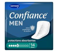 Confiance Men Small Absorbent Anatomical Protectors for Men - Discreet - Absorption Level = 5 Drops (Medium Urinary Leakage) - pH Neutral to The Skin - 14 Units