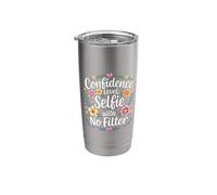 Confidence Level Selfie with No Filter Respect Energy |- Stainless Steel Insulated Tumbler