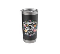 Confidence Level Selfie with No Filter Respect Energy |- Stainless Steel Insulated Tumbler