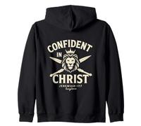 Confident in Christ, Bold Faith with Lion Faith Zip Hoodie