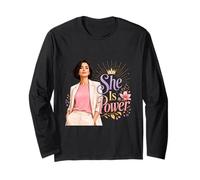 Confident Woman Power Floral Crown Illustration Long Sleeve T-Shirt