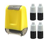 Confidential Roller Stamp,Data Defender Roller Stamp with 4 Refill Ink Cartridges, 17mm Wide Protect Identity Information, Address Information and Other Related Data for Privacy Security (Yellow)
