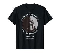 Confine Yourself to The Present Marcus Aurelius Stoic Value Graphic T-Shirt, Men, Black, S