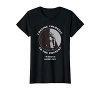 Confine Yourself to The Present Marcus Aurelius Stoic Value Graphic T-Shirt, Women, Black, XL