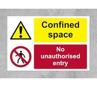 Confined space no unauthorised entry sign - Self adhesive sticker 300mm x 200mm