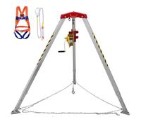 Confined Space Rescue Tripod, Heavy Duty Aluminum with Self-locking Winch and 98' Cable, Adjustable Working Height for Sewer and Well Rescue