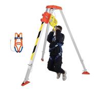 Confined Space Tripod, Industrial Tripod Kits, with Self-locking Winch, 98' Cable, 53-84" Working Height, Seat Belt, for Traditional Confined Spaces(544kg/1200lbs)
