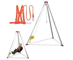 Confined Space Tripod with Safety Harness & Steel Cable, 544kg Capacity, 10m Height - Ideal for Emergency Lifting & Sewer Access Operations