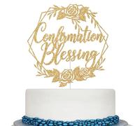 Confirmation Blessing Cake Topper, God Bless Cake Topper, On Your Confirmation, First Holy Communion, Religious Wedding Christening Baptism Baby Shower 1st Birthday Party Decorations Gold Glitter
