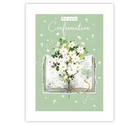 Confirmation Congratulations Card - For Him/Her - Religious Design - Bible and Flowers - Eco-Friendly - Recyclable