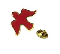 Confirmation Day Lapel Pin Brooch - Red Dove with Gold Edge