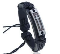 Confirmation Gifts for Boys - Leather Bracelet, Confirmation Gifts, Christian Bracelet for Men, Adjustable Cross Bracelets for Men, Holy Communion Gift for Boys, Christian Gift Ideas for Confirmation