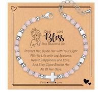 Confirmation Gifts for Girls, Pink Bracelets for Womens Adjustable Cross Bracelets for Girls Her Daughter Teen, First Holy Communion Gifts Religious Faith Jewellery Gift for Girl Christians