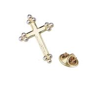 Confirmation Lapel Pin Brooch - Gold Bobble Cross 5505