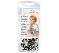 Confirmation Rosary & Prayer Card Set Black Rosary Beads Confirmation Gift Boys