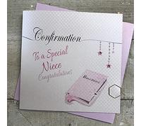 Confirmation To a Special Niece Congratulations Card Pink Holy Bible