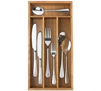 Conflech Acacia Wood Classic/Rustic 4 Slot Silverware Organizer Drawer Utensil Organizer Flatware Holder Cutlery Organizer Tray