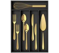 Conflech Silverware Organizer 10 Inch Bamboo Kitchen Drawer Organizer Utensil Organizer Silverware Holder Cutlery Organizer in drawer Flatware Organizer Tray Black
