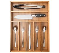 Conflech Silverware Organizer Acacia Kitchen Drawer Organizer Utensil Organizer Silverware Holder Cutlery Organizer in drawer Flatware Organizer Tray (Acacia 7 Slots)
