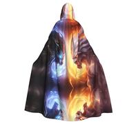 Confrontation Beast Patterned Hooded Poncho, Unisex Hooded Poncho For Cosplay Halloween Costume Party