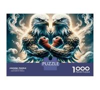 Confronting Bald Eagle 1000 Piece Jigsaw Puzzle Paper for Adults Boxing Pose Artistic Animal Concentration Stress Relief Home Decor Gift 70x50cm/1000pcs