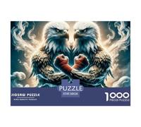 Confronting Bald Eagle 1000 Piece Jigsaw Puzzle Paper Puzzle for Adults Symmetrical Art Style Relaxing Focus Family Decor Gift 38x26cm/1000pcs