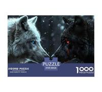 Confronting Wolves 1000 Piece Jigsaw Puzzle Paper for Adults Night Forest Jigsaw Puzzle for Family Relaxation Focus Home Decor Gift 38x26cm/1000pcs