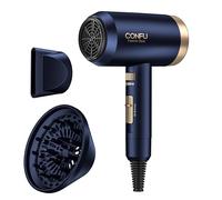 CONFU 1800W Hair Dryer, Ionic Hair Blow Dryer, Lightweight Hair Dryers with Cool Shot Button & Diffuser & Concentrator for Travel Salon Home Use, Dark Blue (Blue)