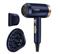CONFU 1800W Hair Dryer, Ionic Hair Blow Dryer, Lightweight Hair Dryers with Cool Shot Button & Diffuser & Concentrator for Travel Salon Home Use, Dark Blue (Blue)