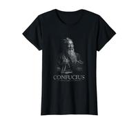 Confucius Ancient Wisdom Philosophy Scholar Value Graphic T-Shirt, Women, Black, L