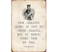 Confucius Greatest Glory Quote Funny Retro Metal Sign for Home Office Man Cave Wall Decor 8 X 12 in