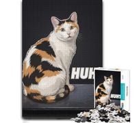 Confused Calico Cat with 'HUH？' Jigsaw Puzzle for Adults, 1000 Pieces | For puzzle fans: Jigsaw Puzzle Gift: group puzzle activity, screen-free home activity.