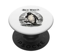 Confused Penguin But Why Dilemma Vintage Funny Meme PopSockets Adhesive PopGrip