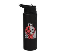 Confused Smile I'm Broken Invisible Illness I'm OK Stainless Steel Insulated Water Bottle