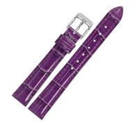 Cong Yi 10 12 13 14 15 16 17 18 19 20 22MM Watch Strap Bamboo-grain Genuine Leather Pin Buckle Clasp Men WomenBelt Bracelet(Purple,13mm)