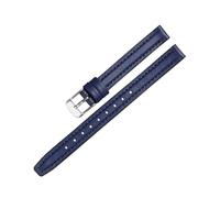 Cong Yi 10mm 12mm 14mm Quick Release Silicone + Genuine Leather Watch Strap Compatible With Fossil DW Women Waterproof WatchBand(Blue,14mm)