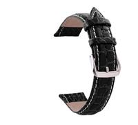 Cong Yi 12mm 13 14 15 16mm 17 18mm 19 20mm 21 22mm 24mm Retro Genuine Leather Watch Band Strap Black Brown Crocodile Wristwatch Bracelet(Black white line,15mm)