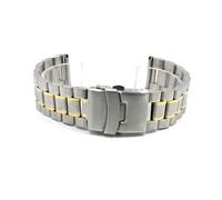 Cong Yi 18 20 22 24 26mm Stainless Steel Watch Strap Arc End Bracelet Insurance Folding Buckle Men Replacement Watchband(Silver Gold,18mm,Straight end)