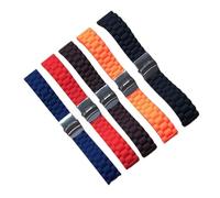 Cong Yi 1pcs 16 18 20 22 24 Mm New Silicone Rubber Stripe Watch Strap Fashion Band Deployment Buckle Waterproof BLack Watchband(A2 Red,24mm)