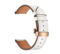 Cong Yi 20mm Leather Strap Compatible With Samsung Galaxy Watch 4 3 Classic Band 42mm 46mm Active 2 40mm 44mm 41mm Bracelet For Garmin Venu/SQ Belt(White-Rosegold Clasp)