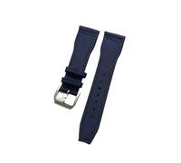 Cong Yi 21mm 22mm Black Blue Green Brown Nylon Fabric Genuine Leather Watchband Compatible With Big Pilot Wacth Strap(Blue silver buckle,21mm)