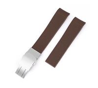 Cong Yi 21mm Replacement Bands Compatible With Longines HydroConquest Rubber Watch Strap Folding Buckle Sport Diving Bracelet Accessories(Brown)