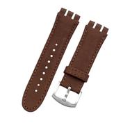 Cong Yi 23MM Genuine Calf Leather Watchband Steel Clasp Compatible With Swatch YOS440 449 448 401G Watch Strap Bracelet Wrist Man(B Brown,23mm silver clasp)