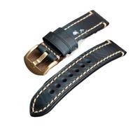 Cong Yi Blue-Brown-Black Handmade Leather Strap Buckle 20 22 24 26MM Compatible With PAM111 441 Thick Leather Bronze Buckle(Bule A Clasp,26mm)
