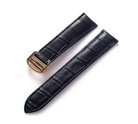 Cong Yi Compatible With Cartier London Solo Key Leather Strap Foldover Clasp Red Blue Grey Green Brown Leather Watch Strap Accessories(Black gold buckle,19)