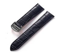 Cong Yi Compatible With Cartier London Solo Key Leather Strap Foldover Clasp Red Blue Grey Green Brown Leather Watch Strap Accessories(Black,14)