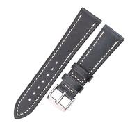 Cong Yi Cow Leather Watch Strap 18mm 20mm 22mm 24mm Brown Blue Red Green Cowhide Watchbands With Silver Stainless Steel Buckle(Blue,18mm)