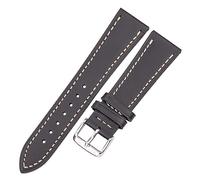 Cong Yi Cow Leather Watch Strap 18mm 20mm 22mm 24mm Brown Blue Red Green Cowhide Watchbands With Silver Stainless Steel Buckle(Black,18mm)