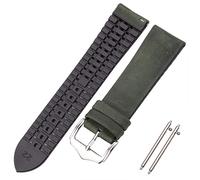 Cong Yi Cowhide And Silicone Watch Strap Bracelet 18 20 22mm Men Women Waterproof Breathable Watchbands Watches Clock Accessories(Deep Green,20mm)